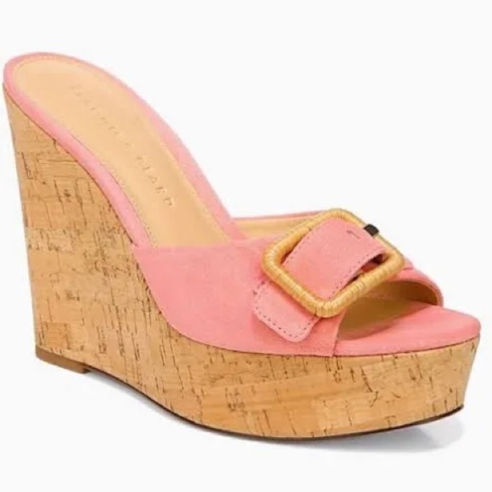 RARE Veronica Beard Dragonfruit Pink Platform Wedge Sandals NWT Size 8